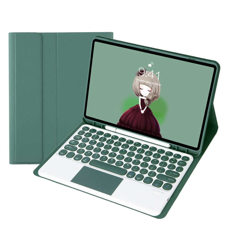 YT098B-A Detachable Candy Color Skin Feel Texture Round Keycap Bluetooth Keyboard Leather Case wi...