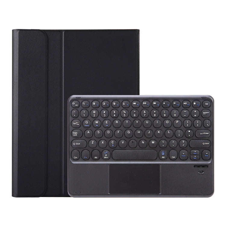 YA098B-A Detachable Lambskin Texture Round Keycap Bluetooth Keyboard Leather Case with Touch Cont...
