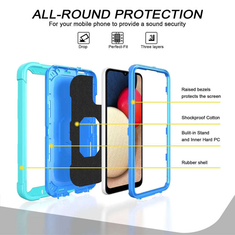 PC + Rubber 3-layers Shockproof Protective Case with Rotating Holder, For Samsung Galaxy A02s, Fo...