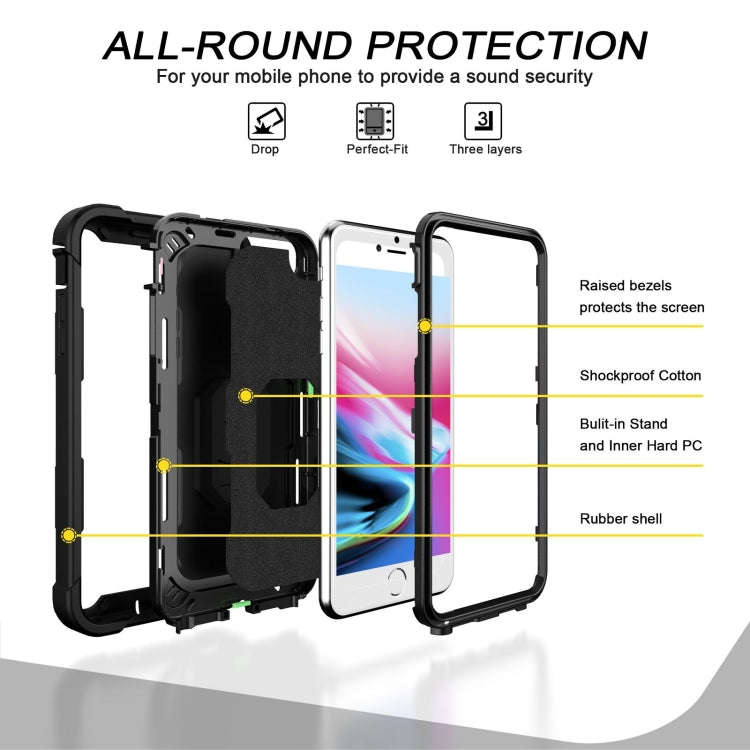 PC + Rubber 3-layers Shockproof Protective Case with Rotating Holder, For iPhone 8 Plus / 7 Plus,...