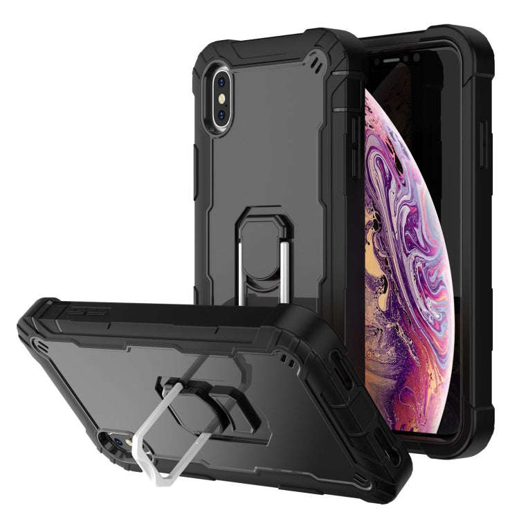 PC + Rubber 3-layers Shockproof Protective Case with Rotating Holder, For iPhone XS / X, For iPho...
