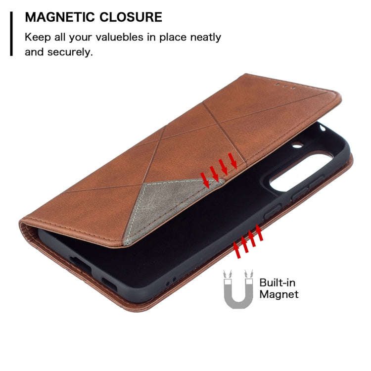 Rhombus Texture Horizontal Flip Magnetic Leather Case with Holder & Card Slots & Wallet, For Sams...