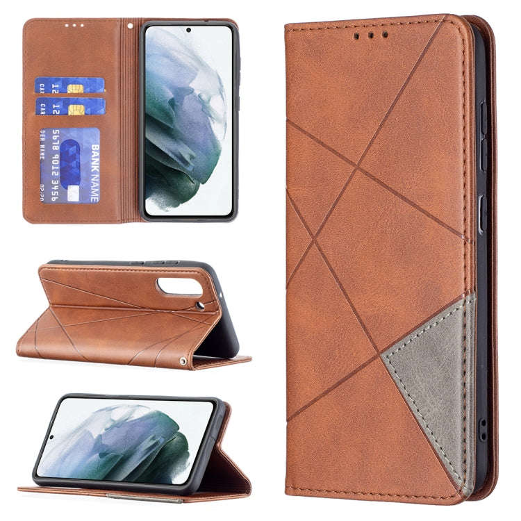 Rhombus Texture Horizontal Flip Magnetic Leather Case with Holder & Card Slots & Wallet, For Sams...
