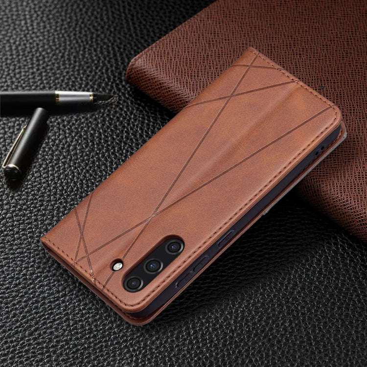 Rhombus Texture Horizontal Flip Magnetic Leather Case with Holder & Card Slots & Wallet, For Sams...