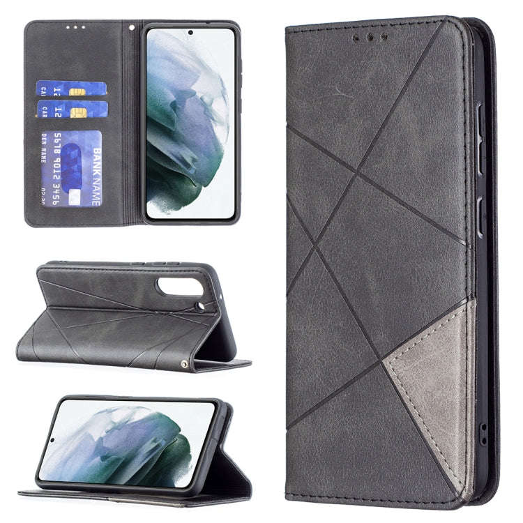 Rhombus Texture Horizontal Flip Magnetic Leather Case with Holder & Card Slots & Wallet, For Sams...