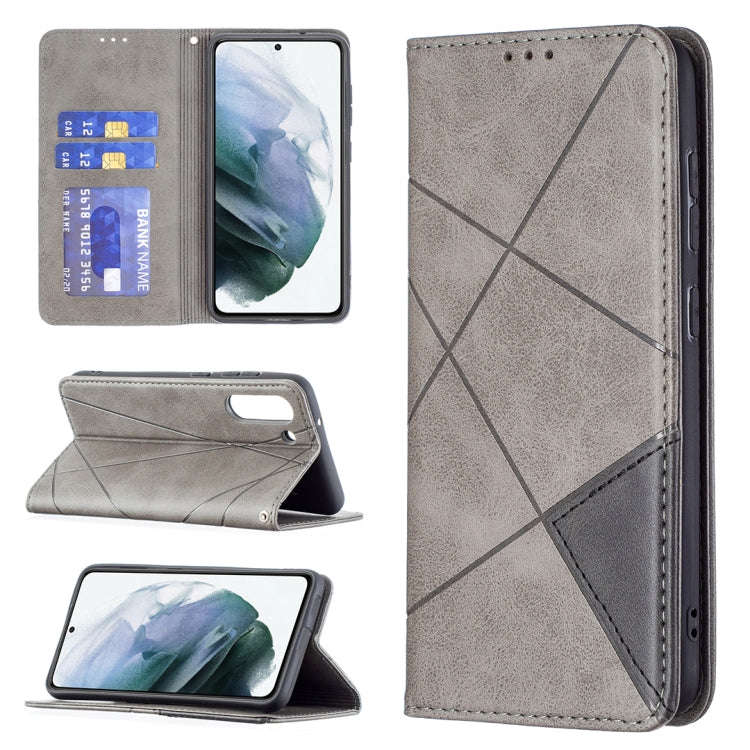 Rhombus Texture Horizontal Flip Magnetic Leather Case with Holder & Card Slots & Wallet, For Sams...