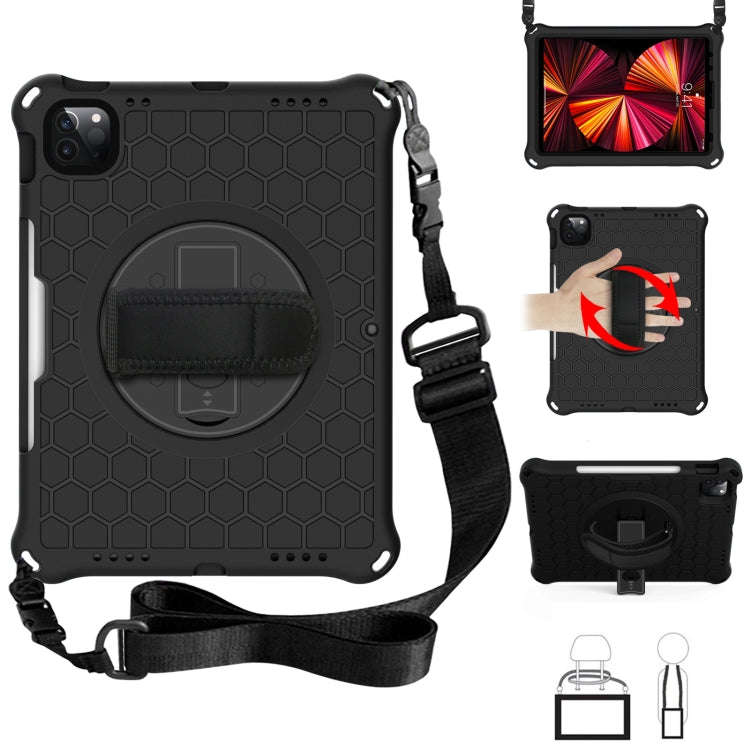 360 Degree Rotation Honeycomb Shockproof Silicone PC Protective Case with Holder & Shoulder Strap...