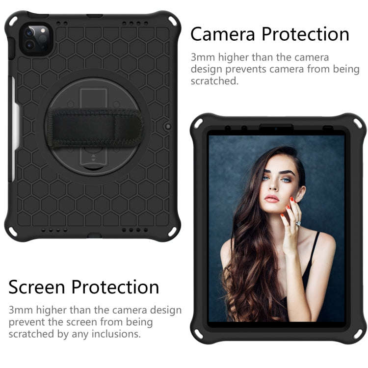 360 Degree Rotation Honeycomb Shockproof Silicone PC Protective Case with Holder & Shoulder Strap...