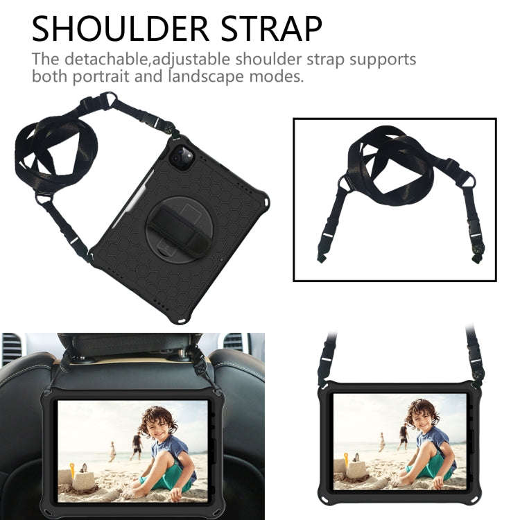 360 Degree Rotation Honeycomb Shockproof Silicone PC Protective Case with Holder & Shoulder Strap...