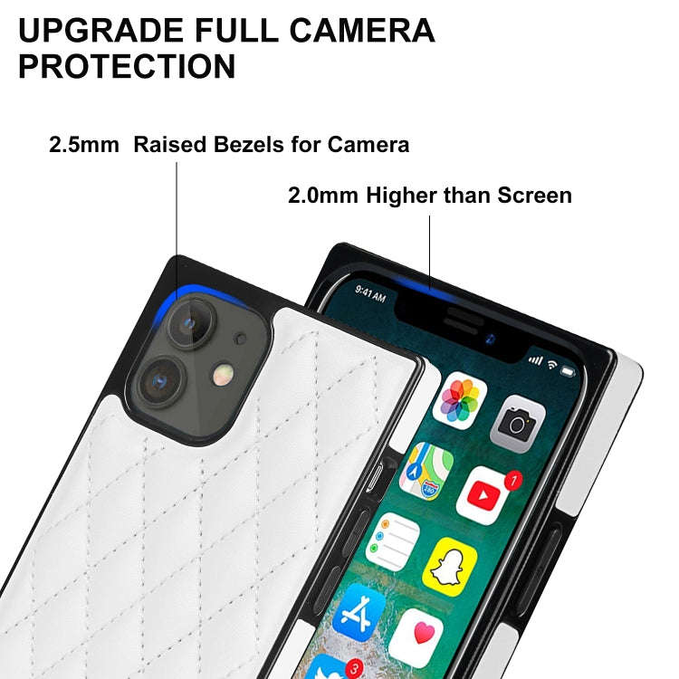Elegant Rhombic Pattern Microfiber Leather +TPU Shockproof Case with Crossbody Strap Chain, For i...