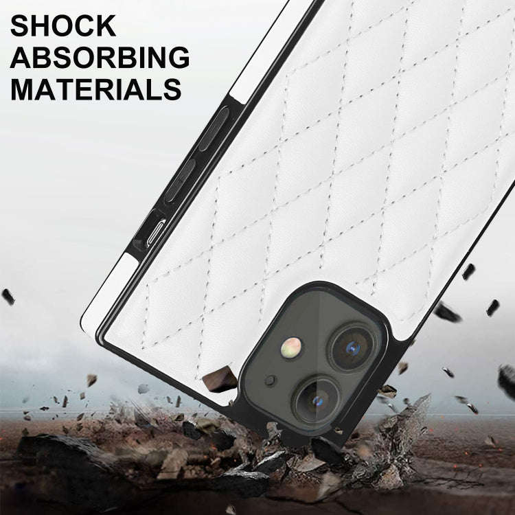 Elegant Rhombic Pattern Microfiber Leather +TPU Shockproof Case with Crossbody Strap Chain, For i...