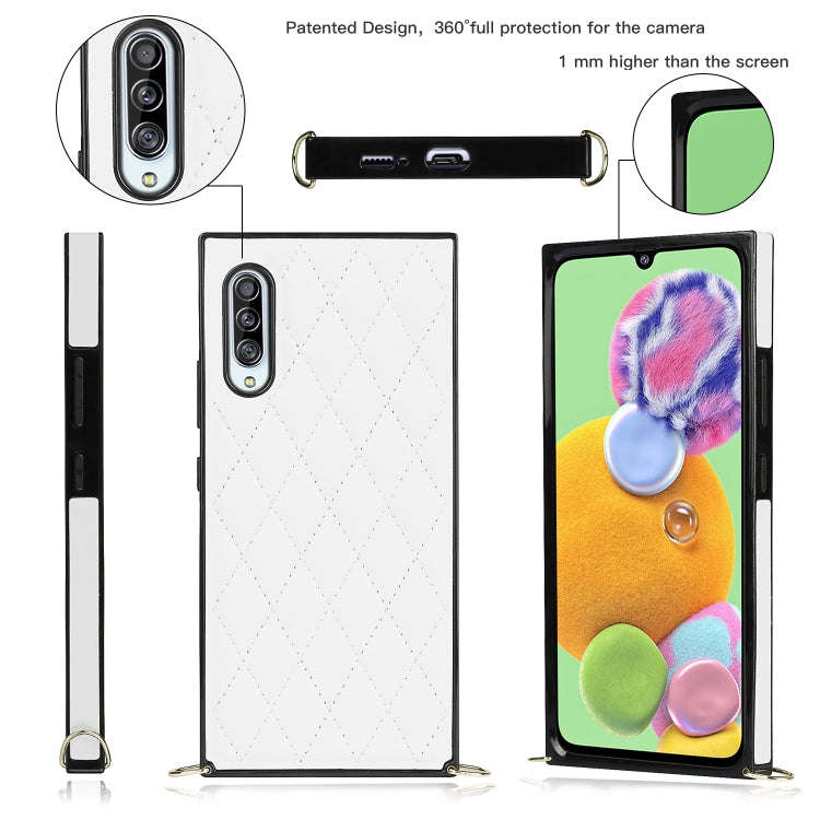 Elegant Rhombic Pattern Microfiber Leather +TPU Shockproof Case with Crossbody Strap Chain, For S...