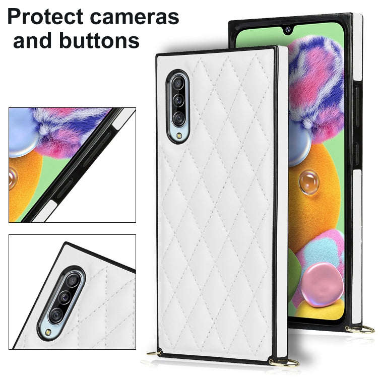 Elegant Rhombic Pattern Microfiber Leather +TPU Shockproof Case with Crossbody Strap Chain, For S...