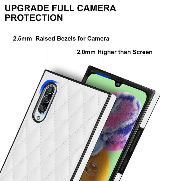 Elegant Rhombic Pattern Microfiber Leather +TPU Shockproof Case with Crossbody Strap Chain, For S...