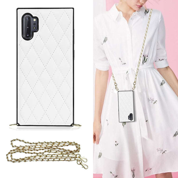 Elegant Rhombic Pattern Microfiber Leather +TPU Shockproof Case with Crossbody Strap Chain, For S...