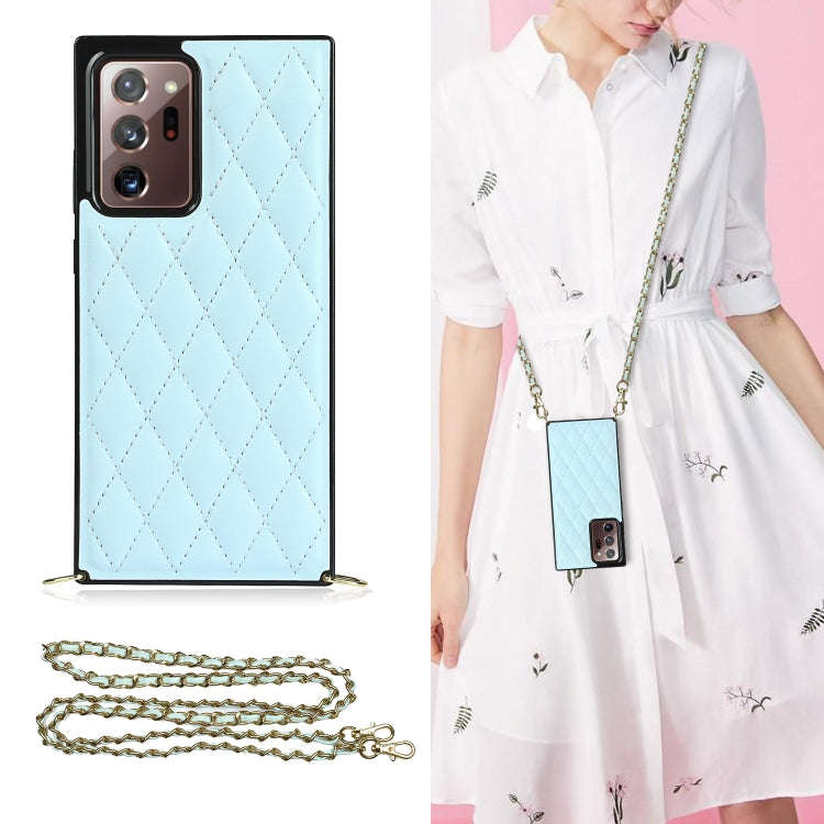 Elegant Rhombic Pattern Microfiber Leather +TPU Shockproof Case with Crossbody Strap Chain, For S...