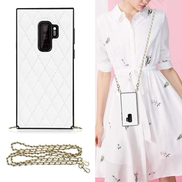 Elegant Rhombic Pattern Microfiber Leather +TPU Shockproof Case with Crossbody Strap Chain, For S...