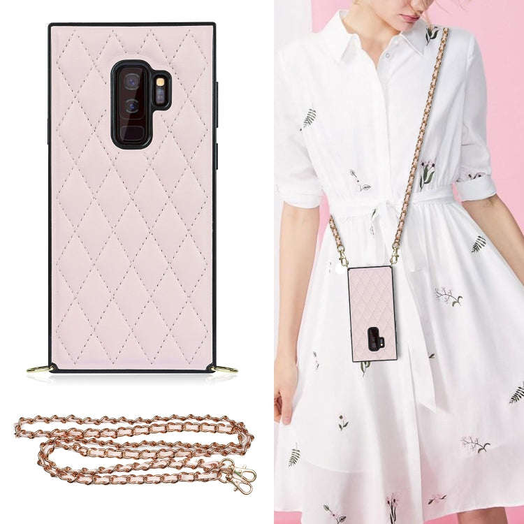 Elegant Rhombic Pattern Microfiber Leather +TPU Shockproof Case with Crossbody Strap Chain, For S...