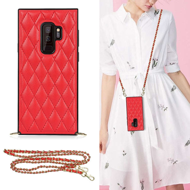 Elegant Rhombic Pattern Microfiber Leather +TPU Shockproof Case with Crossbody Strap Chain, For S...