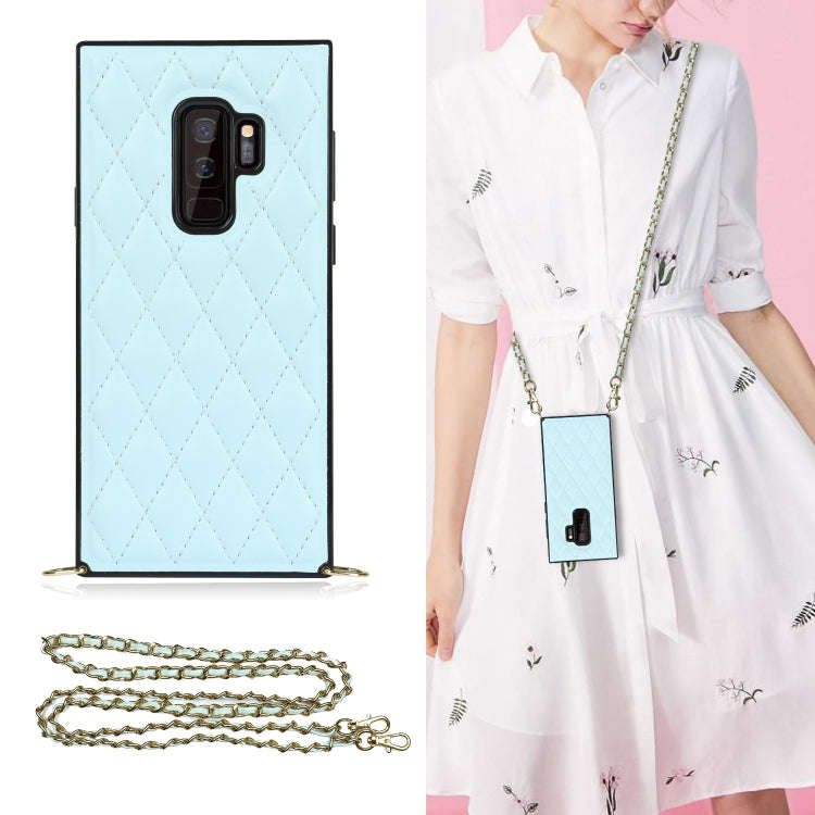Elegant Rhombic Pattern Microfiber Leather +TPU Shockproof Case with Crossbody Strap Chain, For S...