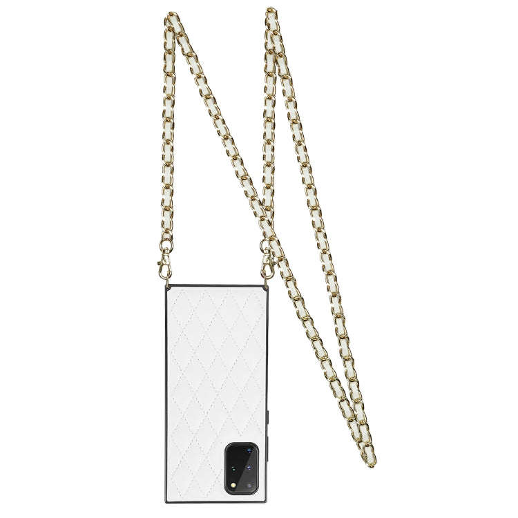 Elegant Rhombic Pattern Microfiber Leather +TPU Shockproof Case with Crossbody Strap Chain, For S...