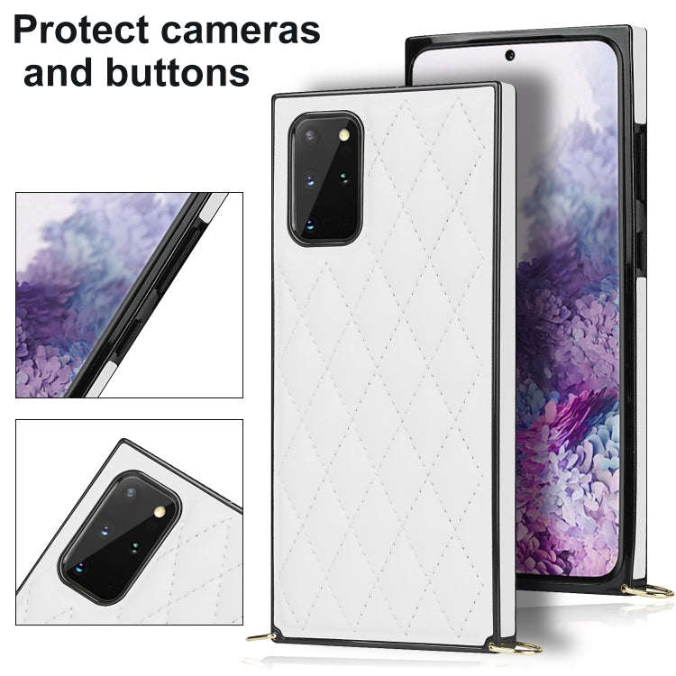 Elegant Rhombic Pattern Microfiber Leather +TPU Shockproof Case with Crossbody Strap Chain, For S...