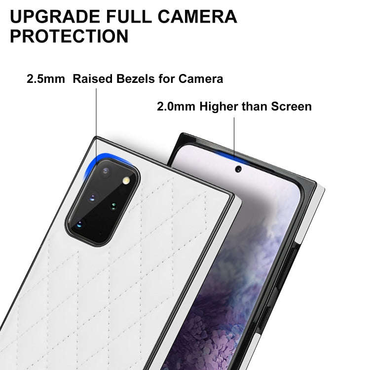 Elegant Rhombic Pattern Microfiber Leather +TPU Shockproof Case with Crossbody Strap Chain, For S...