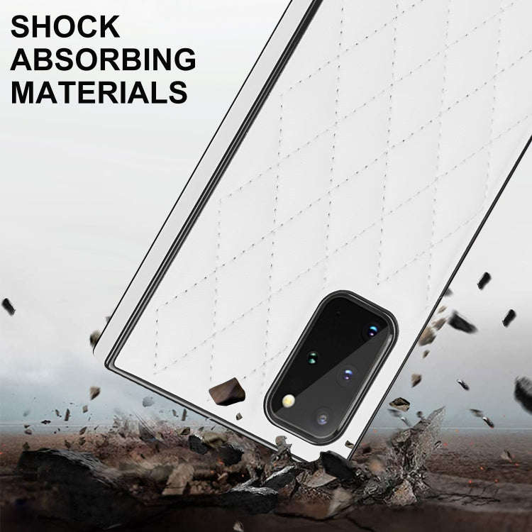 Elegant Rhombic Pattern Microfiber Leather +TPU Shockproof Case with Crossbody Strap Chain, For S...