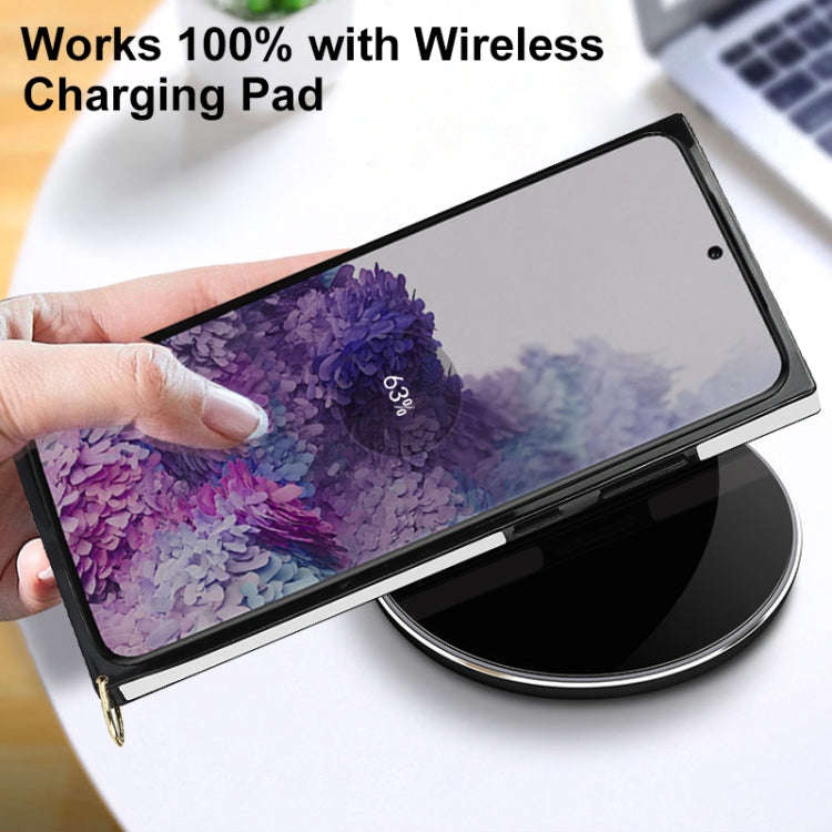 Elegant Rhombic Pattern Microfiber Leather +TPU Shockproof Case with Crossbody Strap Chain, For S...