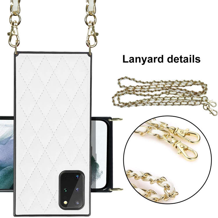 Elegant Rhombic Pattern Microfiber Leather +TPU Shockproof Case with Crossbody Strap Chain, For S...