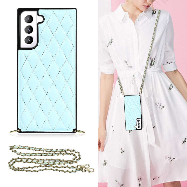 Elegant Rhombic Pattern Microfiber Leather +TPU Shockproof Case with Crossbody Strap Chain, For S...