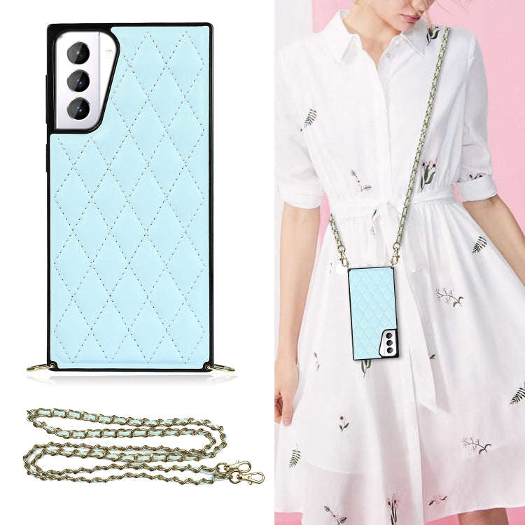 Elegant Rhombic Pattern Microfiber Leather +TPU Shockproof Case with Crossbody Strap Chain, For S...