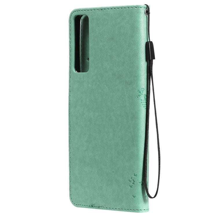 Tree & Cat Pattern Pressed Printing Horizontal Flip PU Leather Case with Holder & Card Slots & Wa...