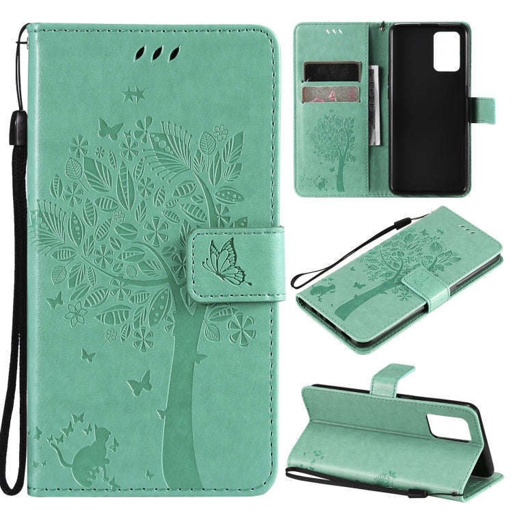 Tree & Cat Pattern Pressed Printing Horizontal Flip PU Leather Case with Holder & Card Slots & Wa...