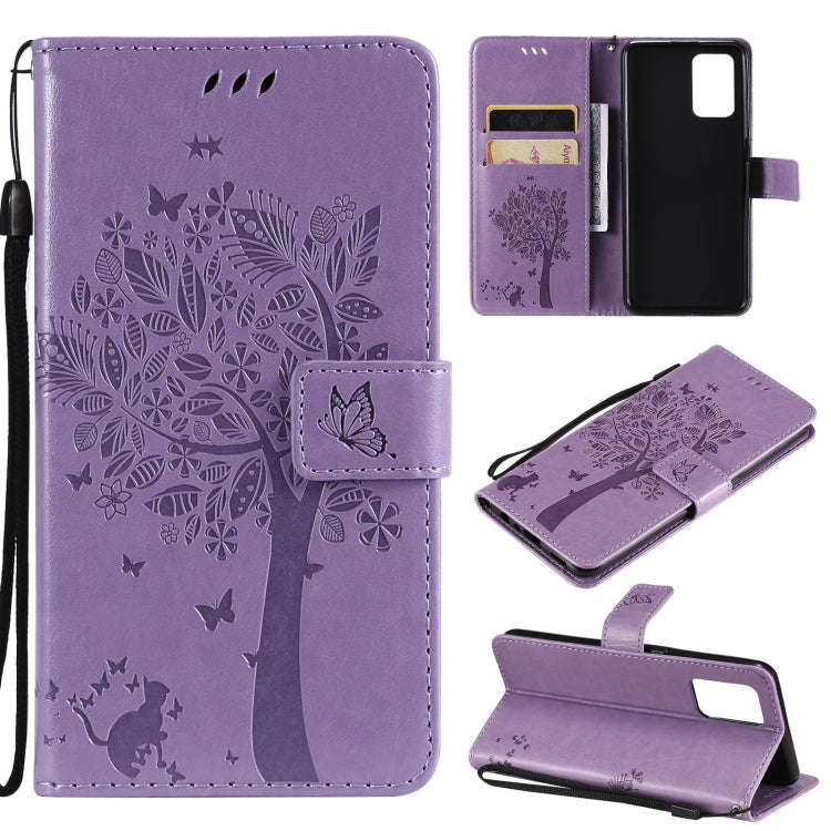 Tree & Cat Pattern Pressed Printing Horizontal Flip PU Leather Case with Holder & Card Slots & Wa...