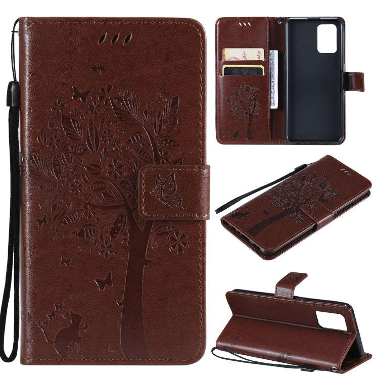 Tree & Cat Pattern Pressed Printing Horizontal Flip PU Leather Case with Holder & Card Slots & Wa...
