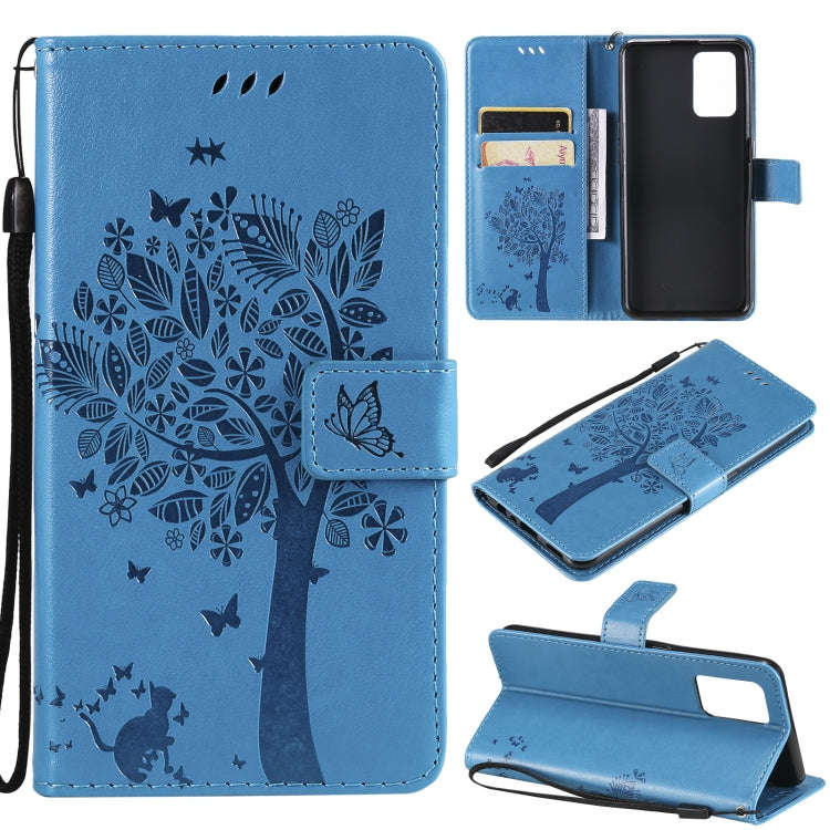 Tree & Cat Pattern Pressed Printing Horizontal Flip PU Leather Case with Holder & Card Slots & Wa...