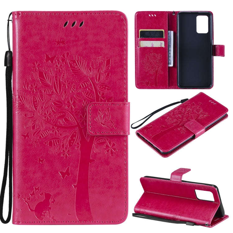 Tree & Cat Pattern Pressed Printing Horizontal Flip PU Leather Case with Holder & Card Slots & Wa...