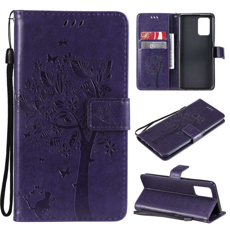 Tree & Cat Pattern Pressed Printing Horizontal Flip PU Leather Case with Holder & Card Slots & Wa...