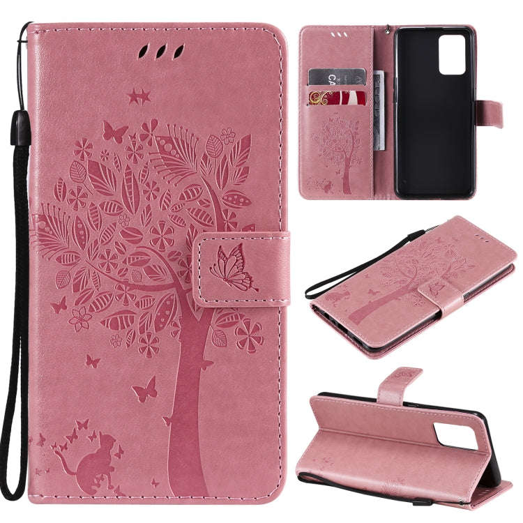 Tree & Cat Pattern Pressed Printing Horizontal Flip PU Leather Case with Holder & Card Slots & Wa...