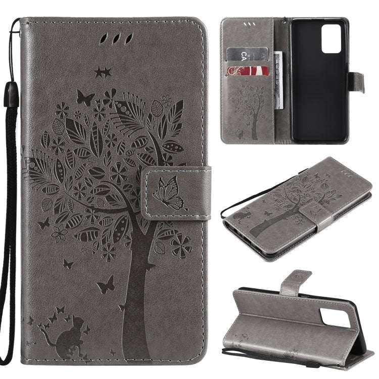Tree & Cat Pattern Pressed Printing Horizontal Flip PU Leather Case with Holder & Card Slots & Wa...