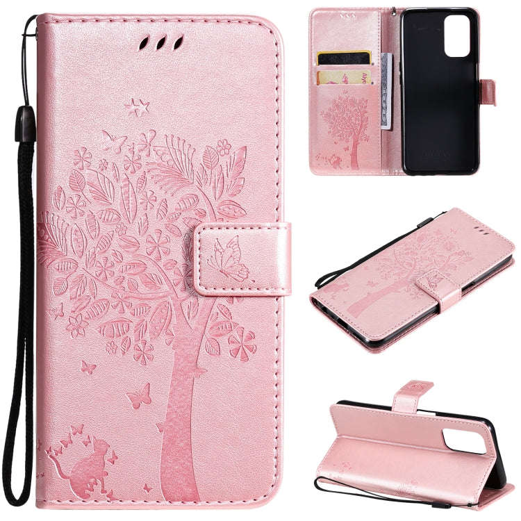 Tree & Cat Pattern Pressed Printing Horizontal Flip PU Leather Case with Holder & Card Slots & Wa...