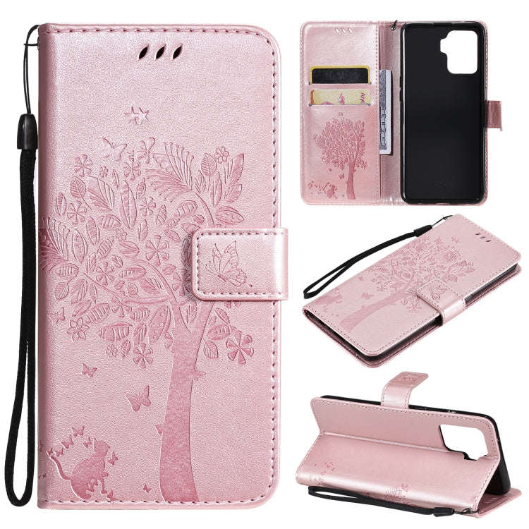 Tree & Cat Pattern Pressed Printing Horizontal Flip PU Leather Case with Holder & Card Slots & Wa...