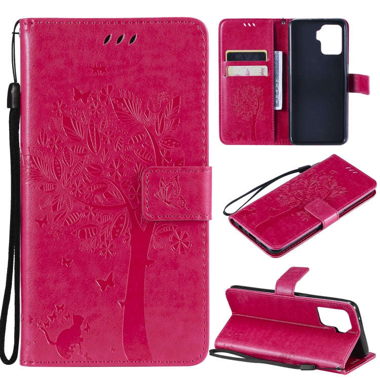 Tree & Cat Pattern Pressed Printing Horizontal Flip PU Leather Case with Holder & Card Slots & Wa...