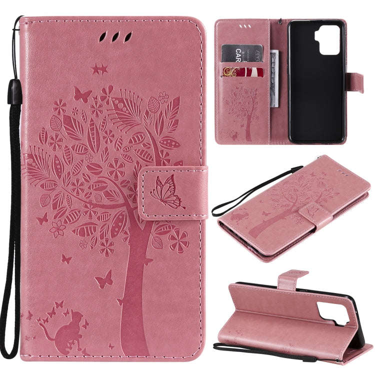 Tree & Cat Pattern Pressed Printing Horizontal Flip PU Leather Case with Holder & Card Slots & Wa...