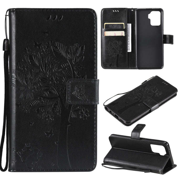 Tree & Cat Pattern Pressed Printing Horizontal Flip PU Leather Case with Holder & Card Slots & Wa...