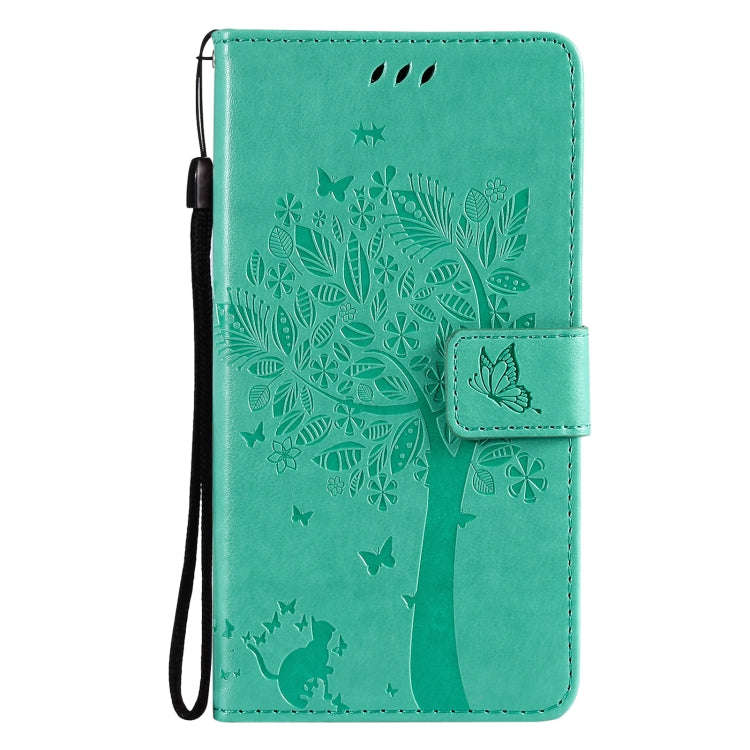 Tree & Cat Pattern Pressed Printing Horizontal Flip PU Leather Case with Holder & Card Slots & Wa...