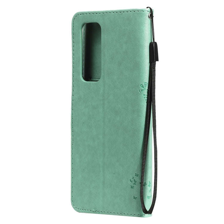 Tree & Cat Pattern Pressed Printing Horizontal Flip PU Leather Case with Holder & Card Slots & Wa...