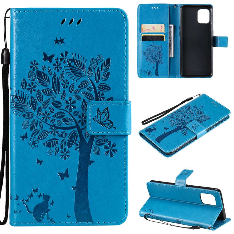 Tree & Cat Pattern Pressed Printing Horizontal Flip PU Leather Case with Holder & Card Slots & Wa...