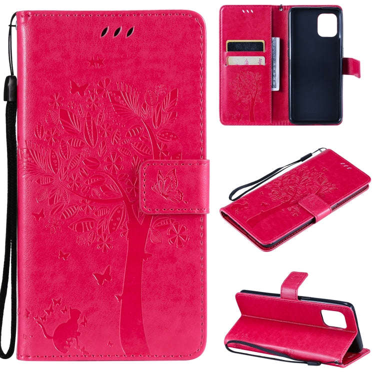 Tree & Cat Pattern Pressed Printing Horizontal Flip PU Leather Case with Holder & Card Slots & Wa...